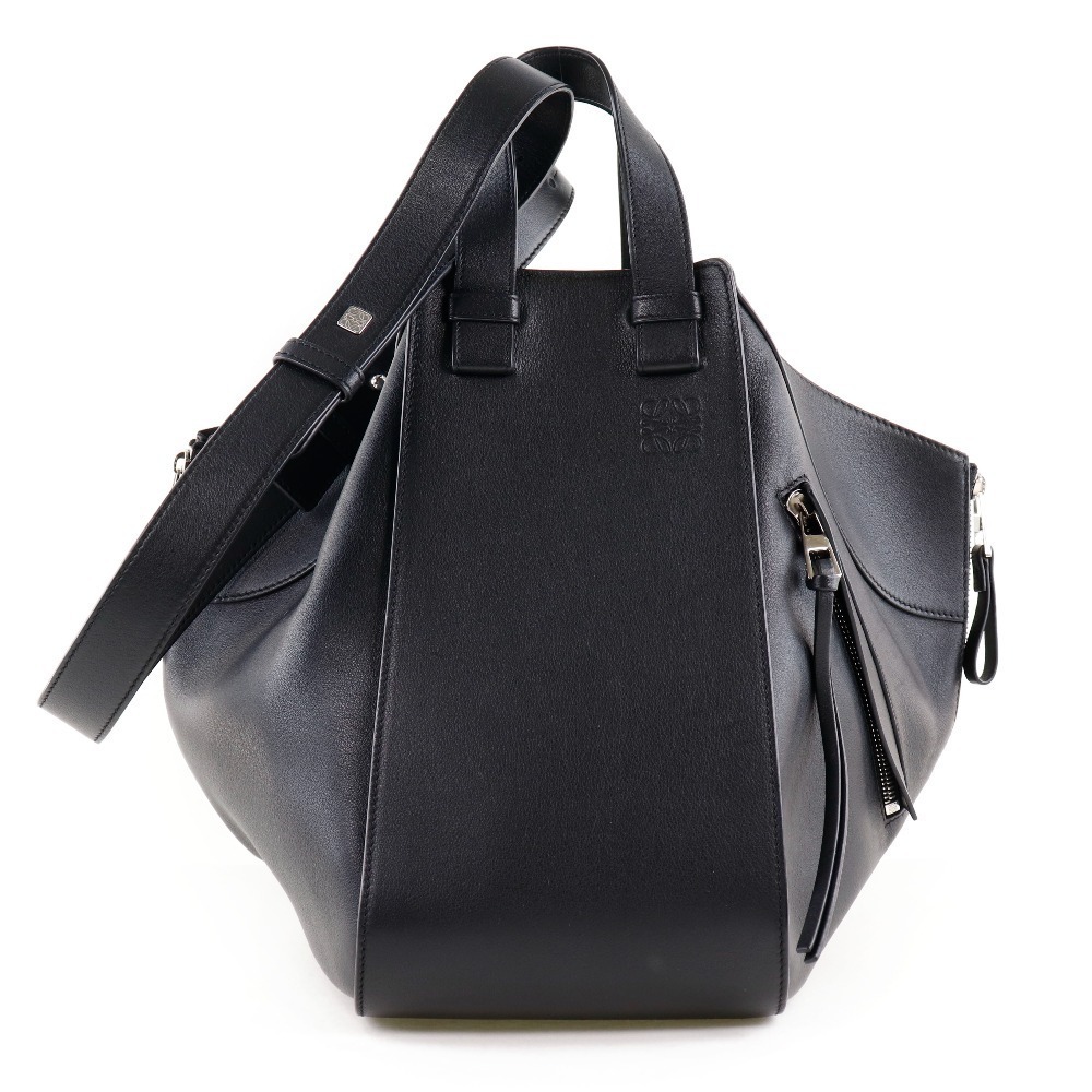 LOEWE Hammock Shoulder Bag Black Calfskin Open